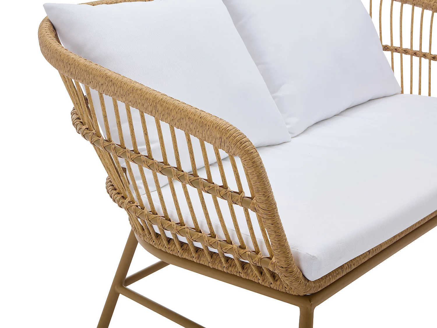 Gartensofa 2-Sitzer - Polyrattan - Holzfarben hell - LOUSINI von MYLIA