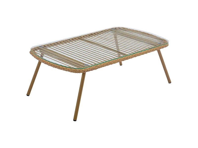 Gartentisch - Polyrattan - Holzfarben hell - LOUSINI von MYLIA