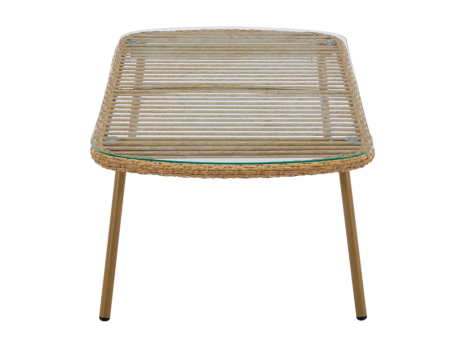 Table basse de jardin en résine tressée - Naturel clair - LOUSINI de MYLIA