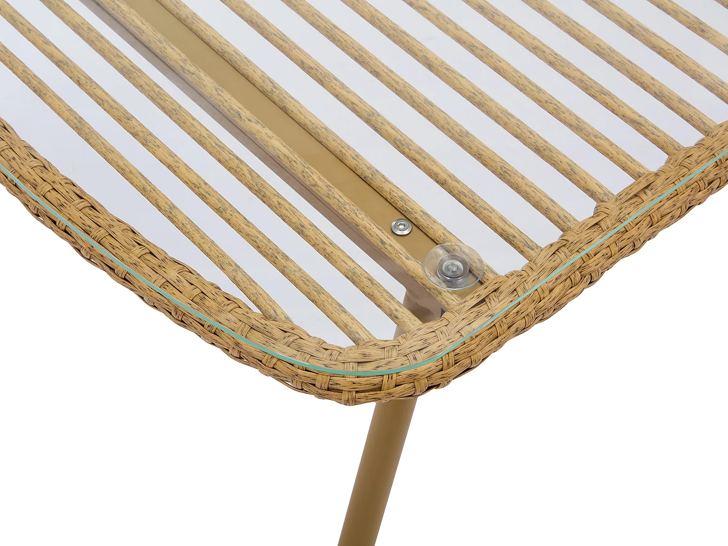 Table basse de jardin en résine tressée - Naturel clair - LOUSINI de MYLIA