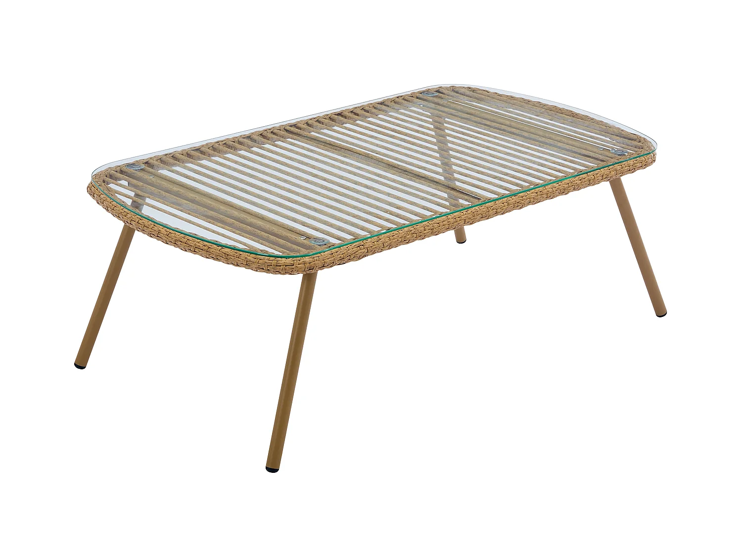 Table basse de jardin en résine tressée - Naturel clair - LOUSINI de MYLIA