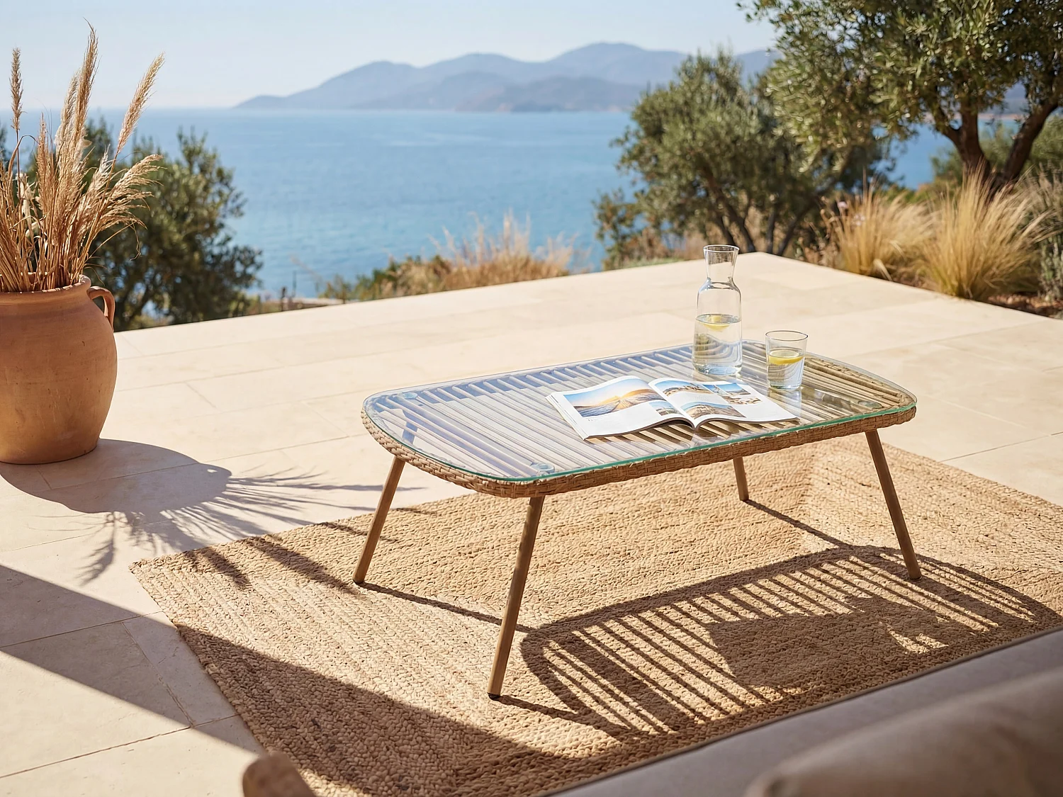 Gartentisch - Polyrattan - Holzfarben hell - LOUSINI von MYLIA