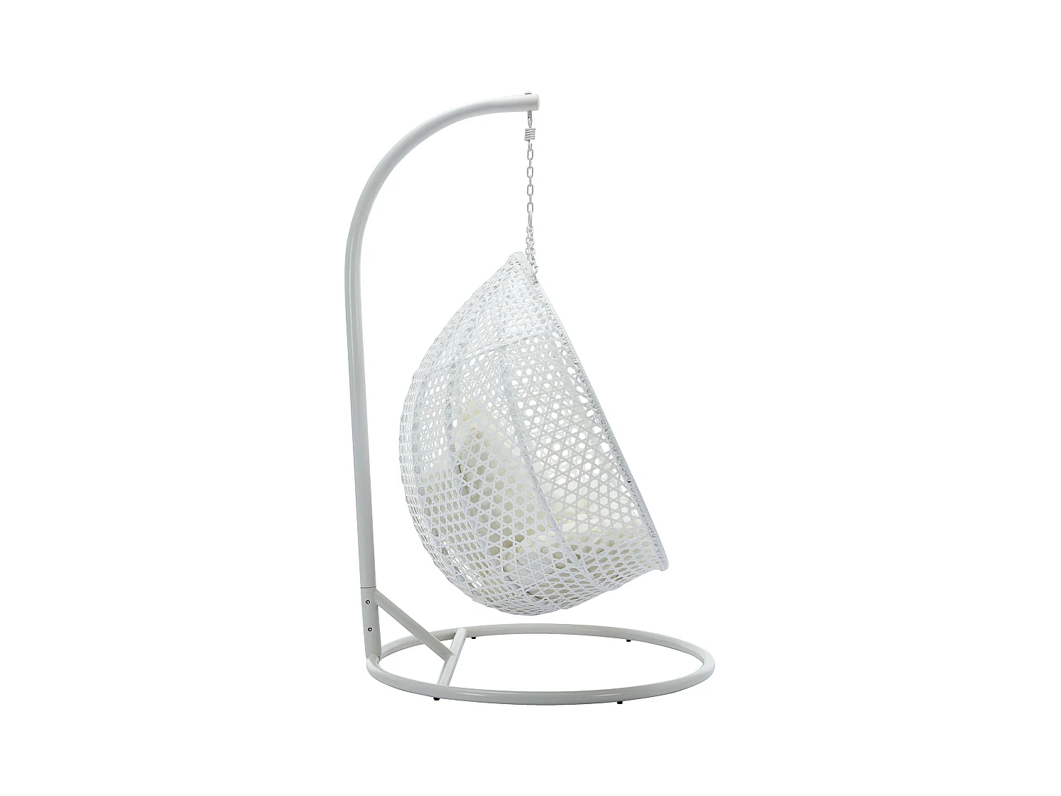 Hängesessel 2-Sitzer - Polyrattan - Weiß mit beigefarbenen Kissen - VAHINA von MYLIA