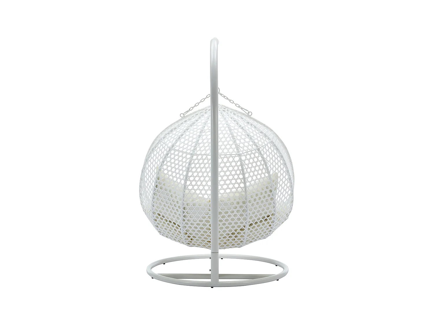 Hängesessel 2-Sitzer - Polyrattan - Weiß mit beigefarbenen Kissen - VAHINA von MYLIA