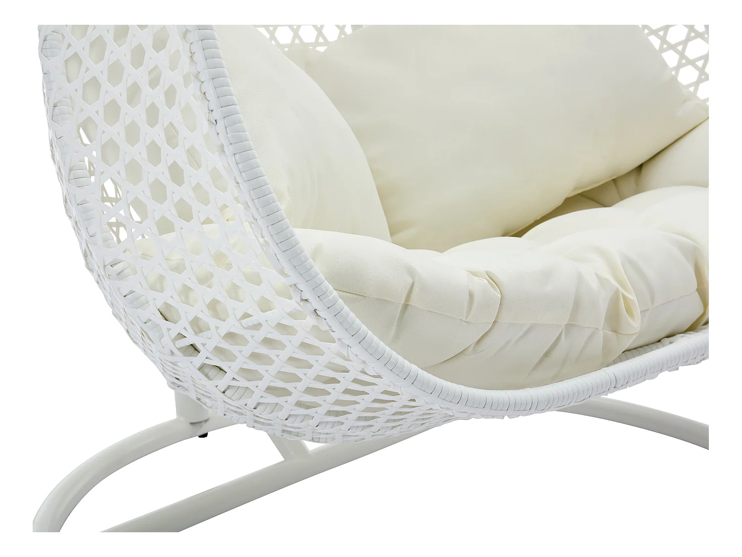 Hängesessel 2-Sitzer - Polyrattan - Weiß mit beigefarbenen Kissen - VAHINA von MYLIA