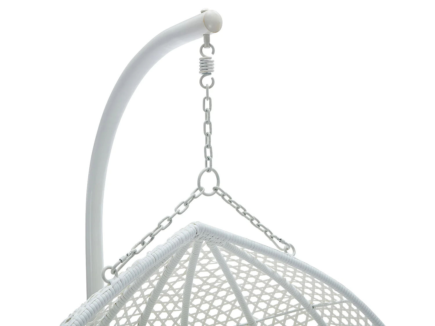 Fauteuil suspendu 2 places en résine tressée - Blanc et coussin beige - VAHINA de MYLIA