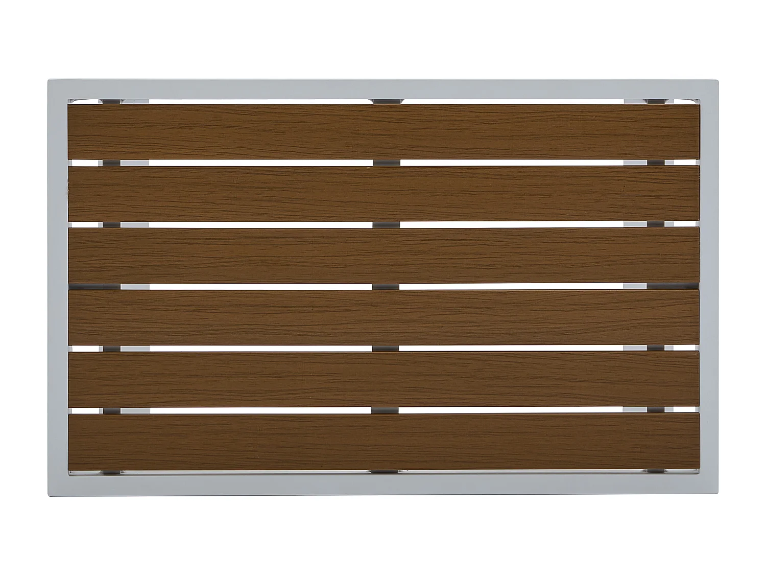 Salon de jardin modulable en aluminium : 2 fauteuils d'angle, 2 poufs et une table basse - Blanc avec coussins beige - NOLLAY de MYLIA