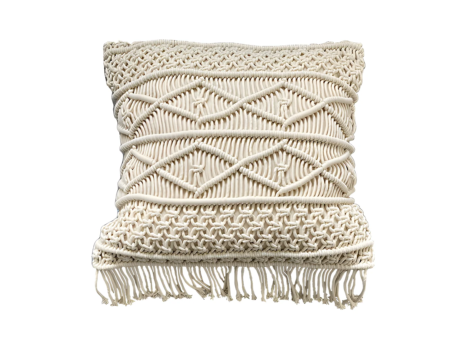 Housse de coussin coton macramé 45x45 Naturel