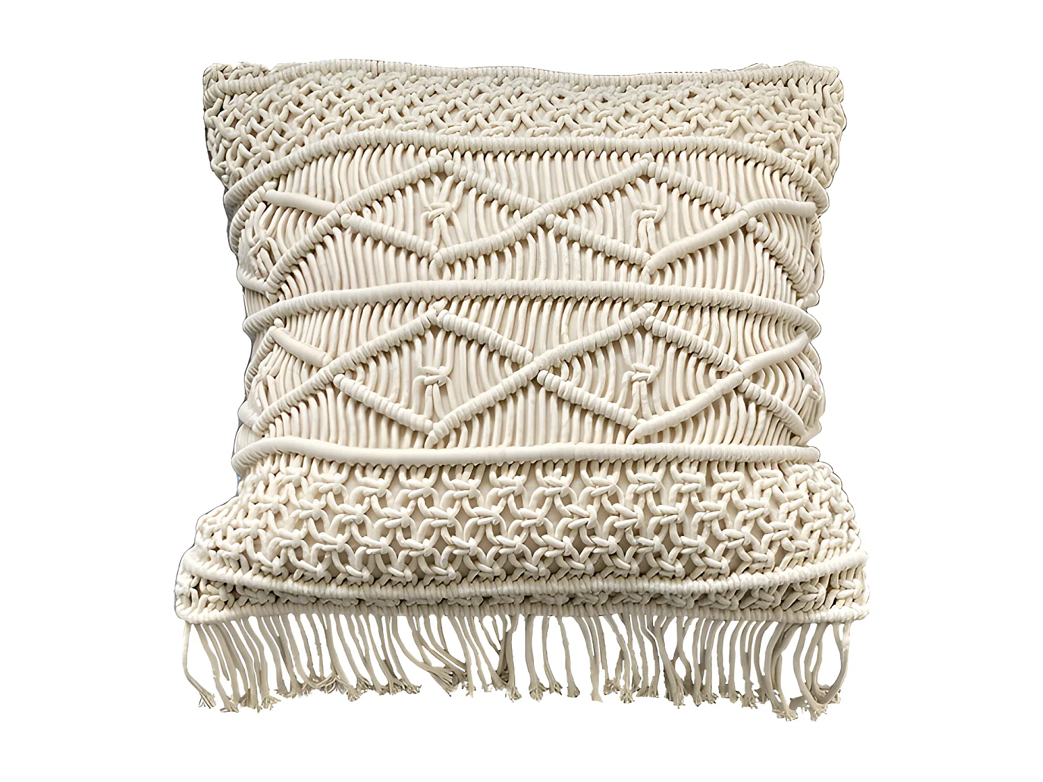 Housse de coussin coton macramé 45x45 Naturel