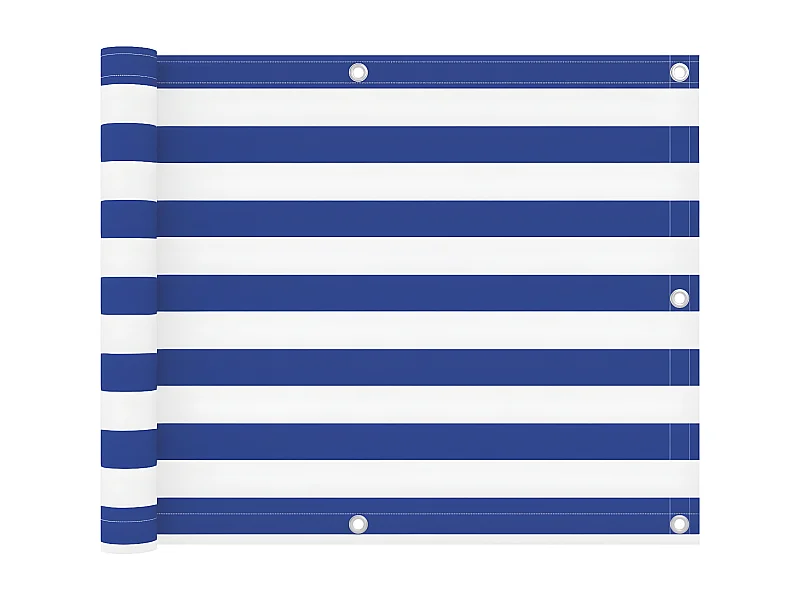 Écran de balcon Blanc et bleu 75x500 cm Tissu Oxford