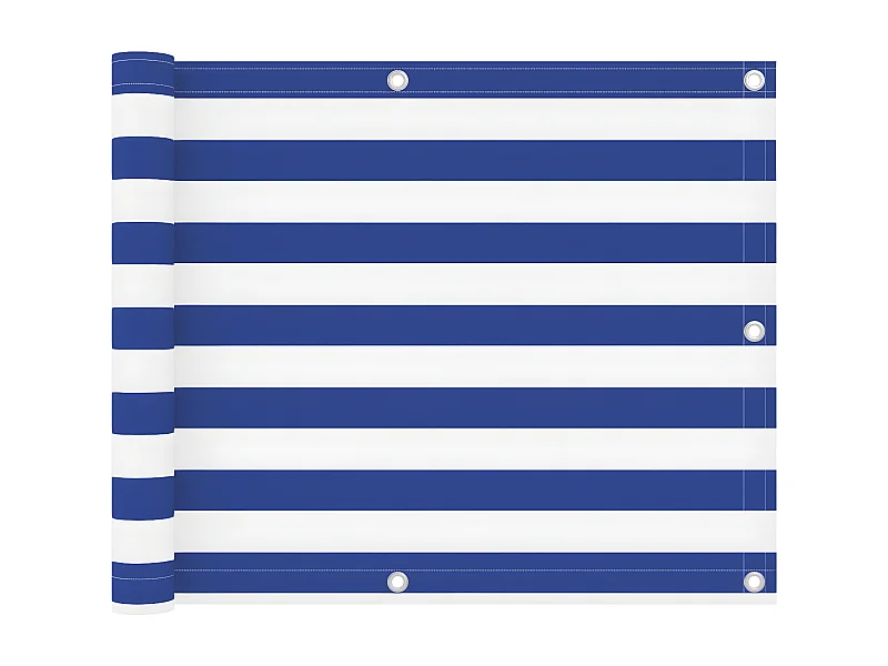 Écran de balcon Blanc et bleu 75x300 cm Tissu Oxford