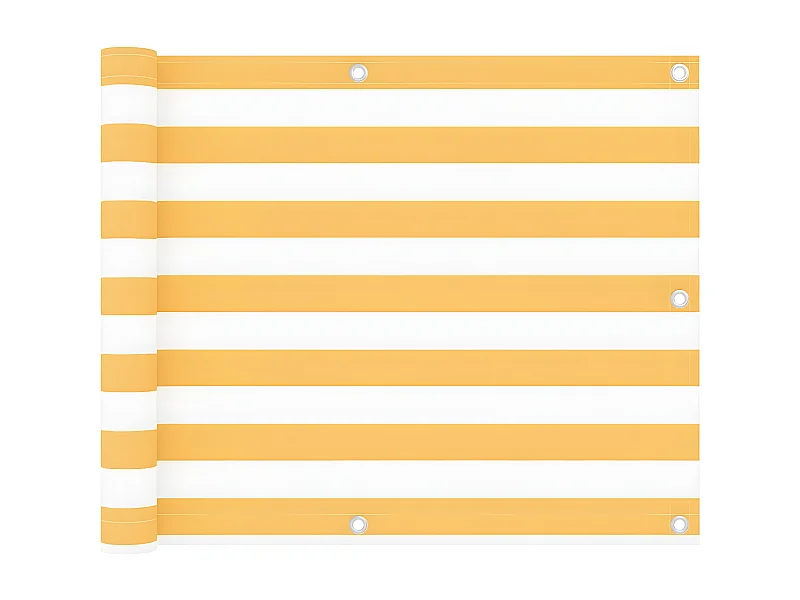 Toldo para balcón tela oxford blanco y amarillo 75x400 cm