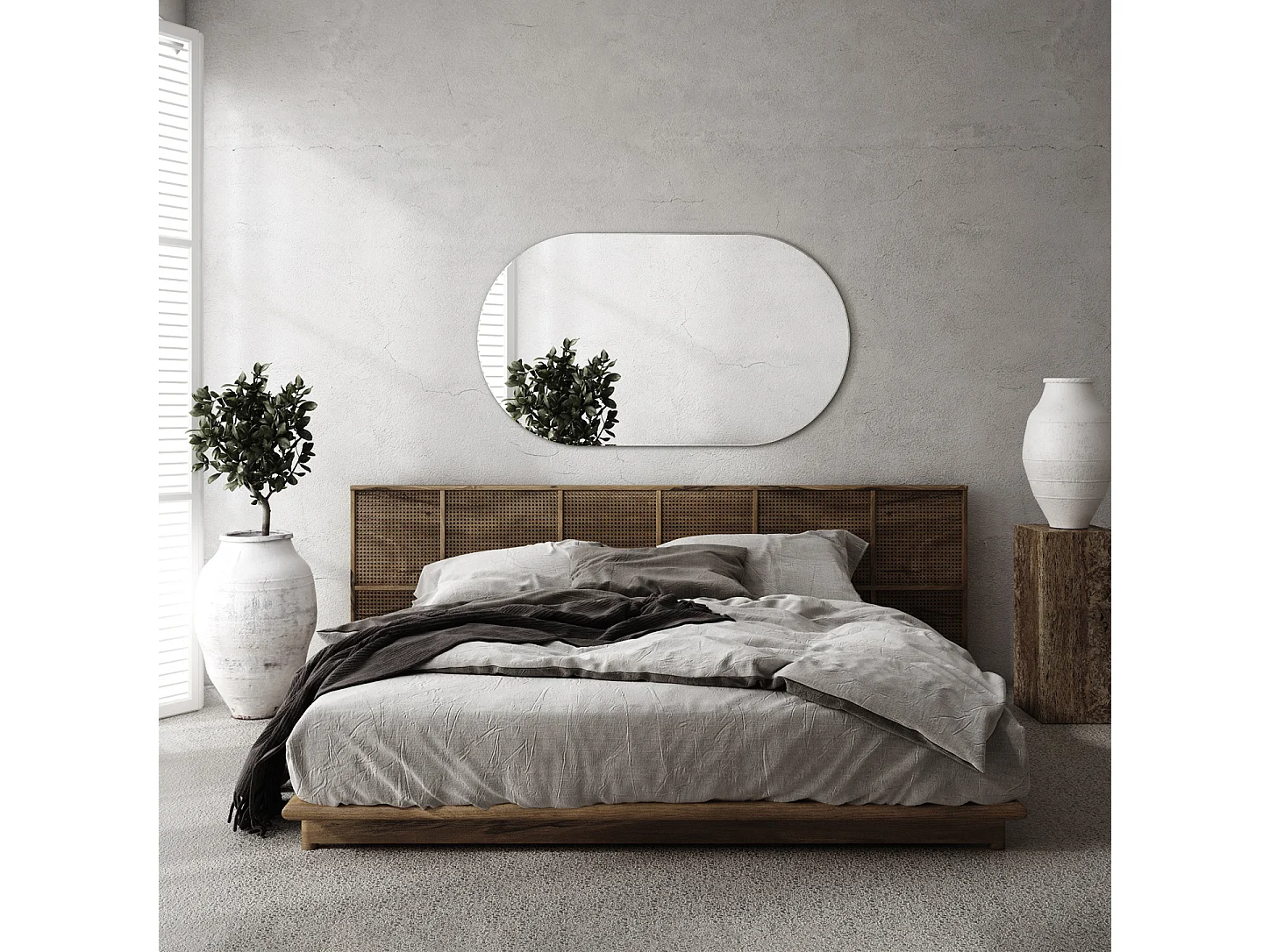 Silberner Wandspiegel für das Wohnzimmer, oval, 40 cm x 70 cm