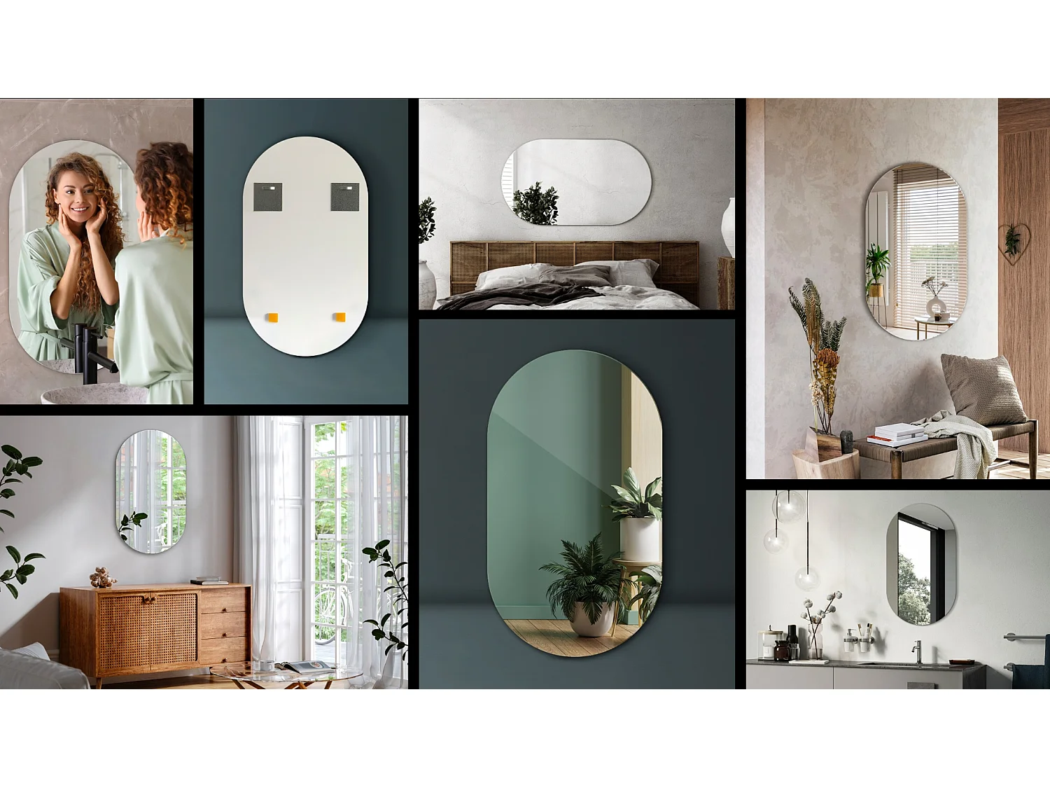 Silberner Wandspiegel für das Wohnzimmer, oval, 40 cm x 70 cm