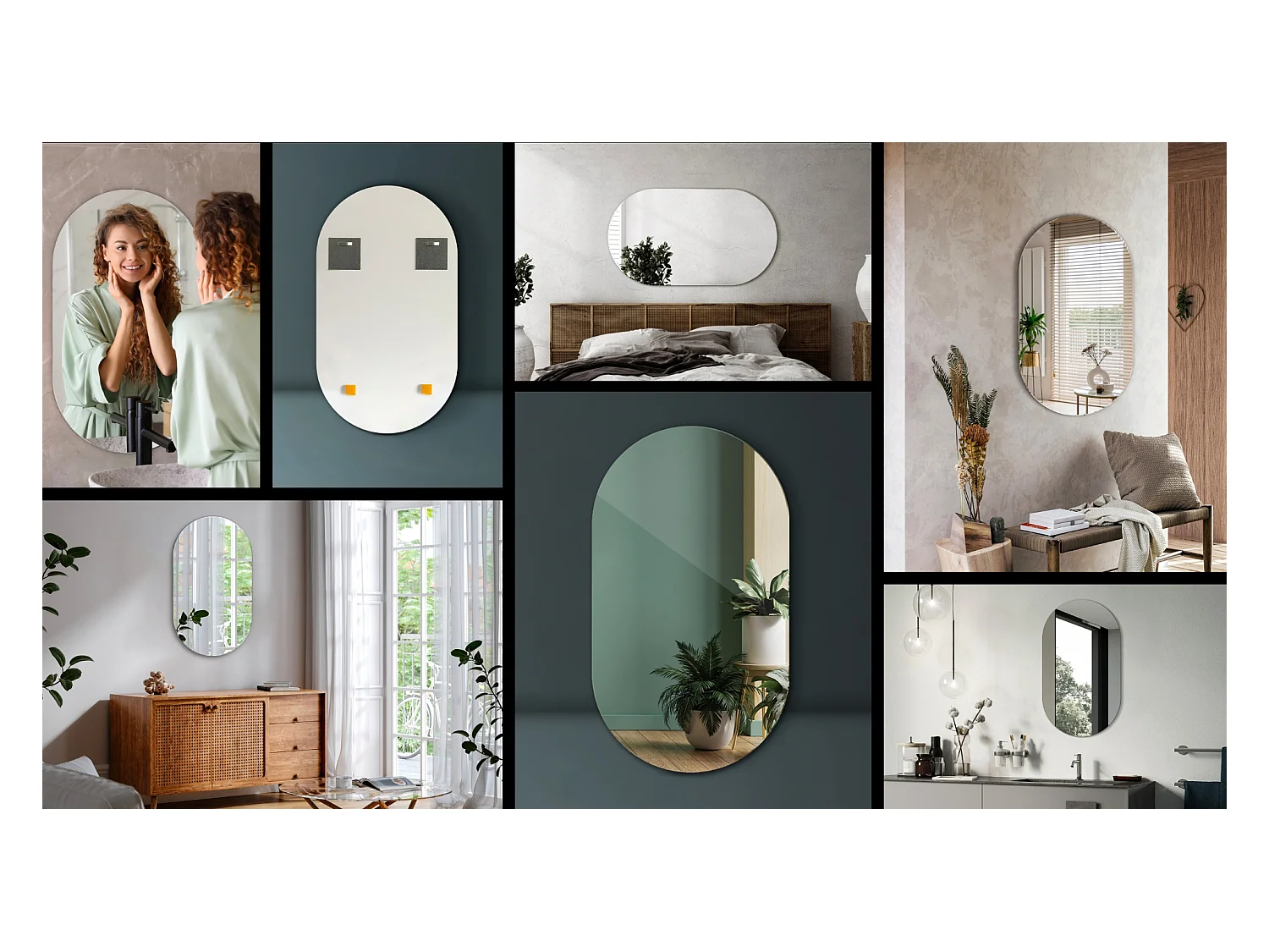 Rahmenloser modischer Wandspiegel im Loft-Boho-Schnitt, 58 cm x 100 cm