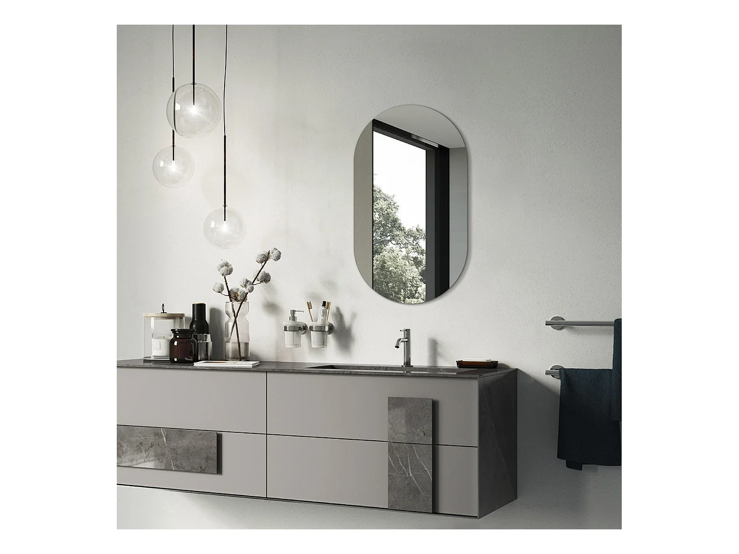 Rahmenloser modischer Wandspiegel im Loft-Boho-Schnitt, 58 cm x 100 cm