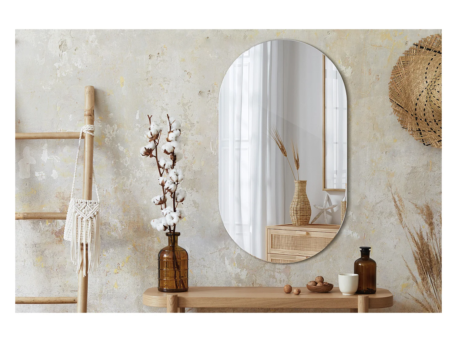 Rahmenloser modischer Wandspiegel im Loft-Boho-Schnitt, 58 cm x 100 cm