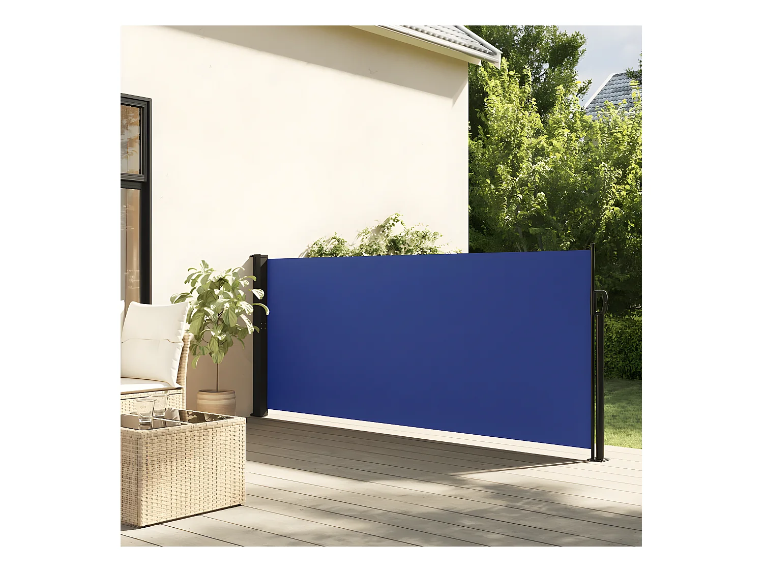 Auvent latéral rétractable bleu 120x500 cm