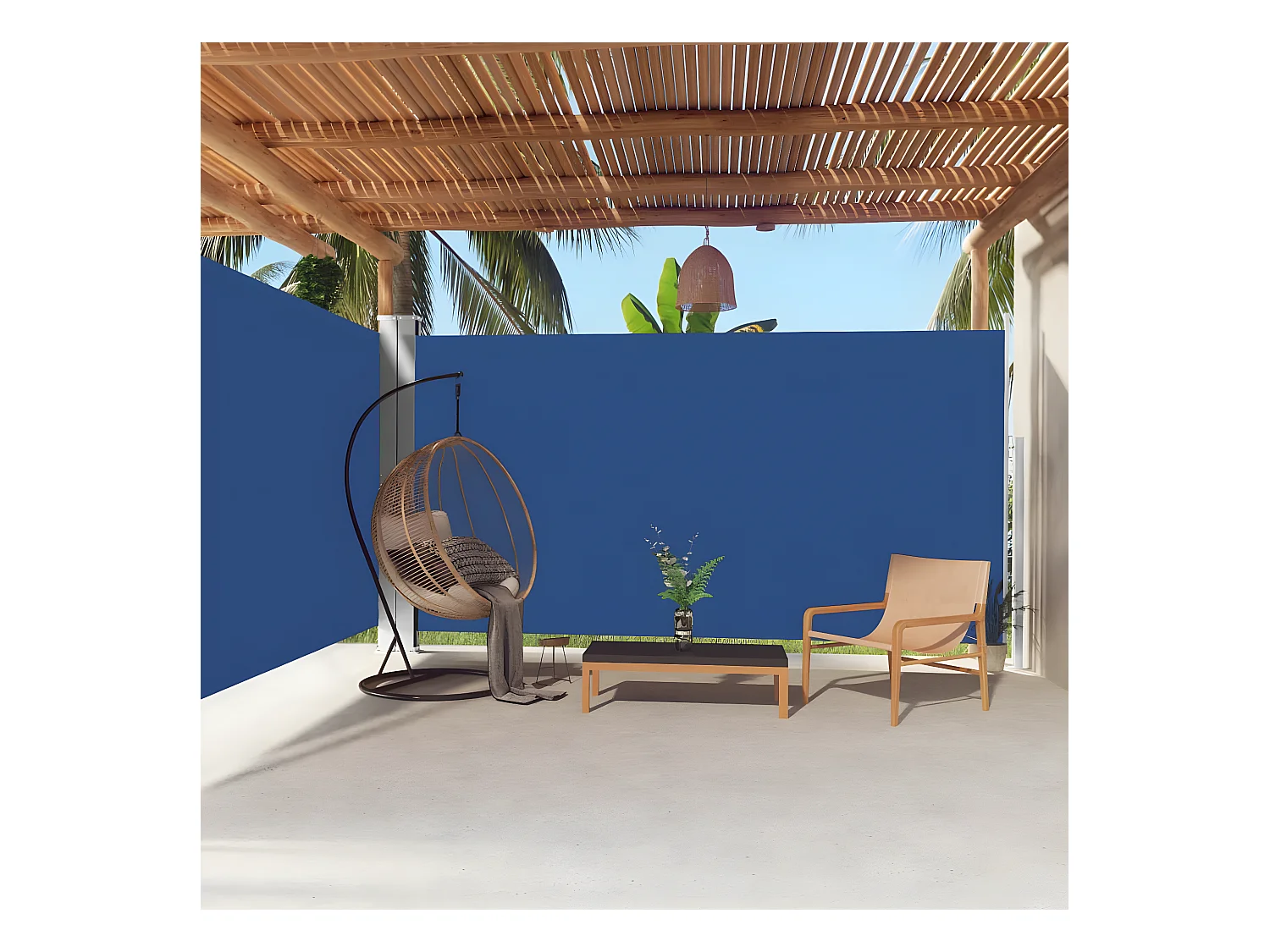 Auvent latéral rétractable Bleu 200x600 cm