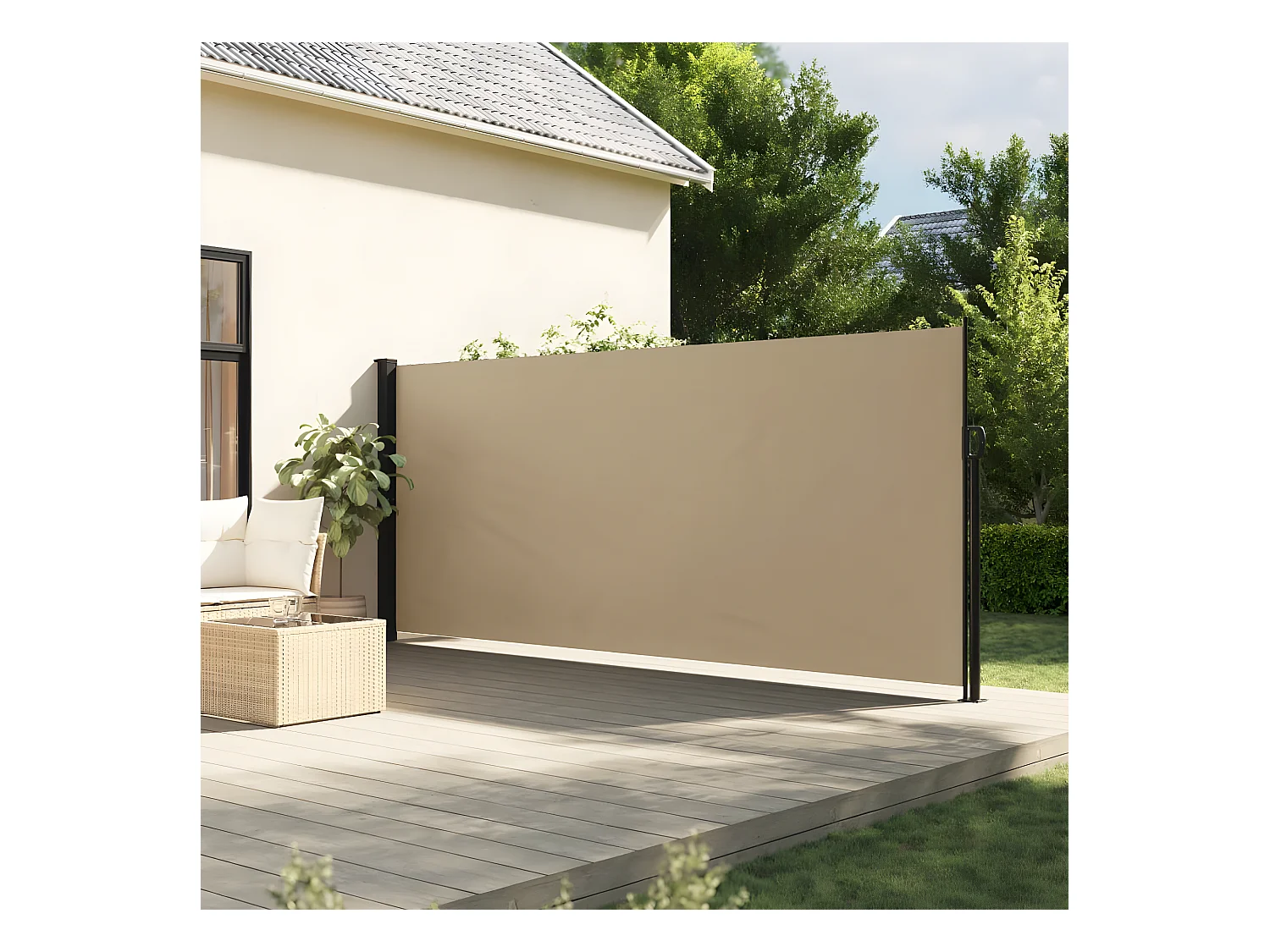 Auvent latéral rétractable beige 160x500 cm