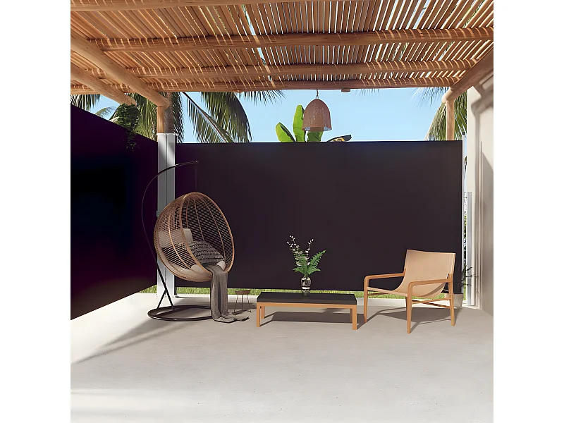 Toldo lateral retráctil negro 200x600 cm