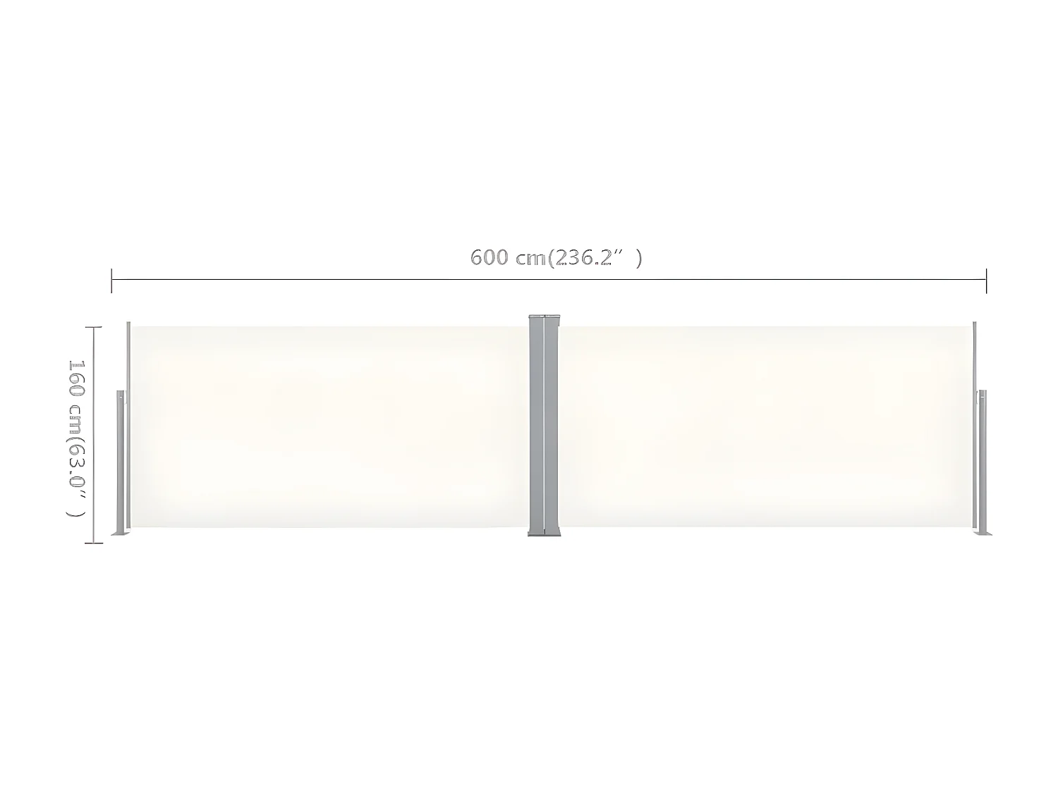 Toldo lateral retráctil color crema 160x600 cm