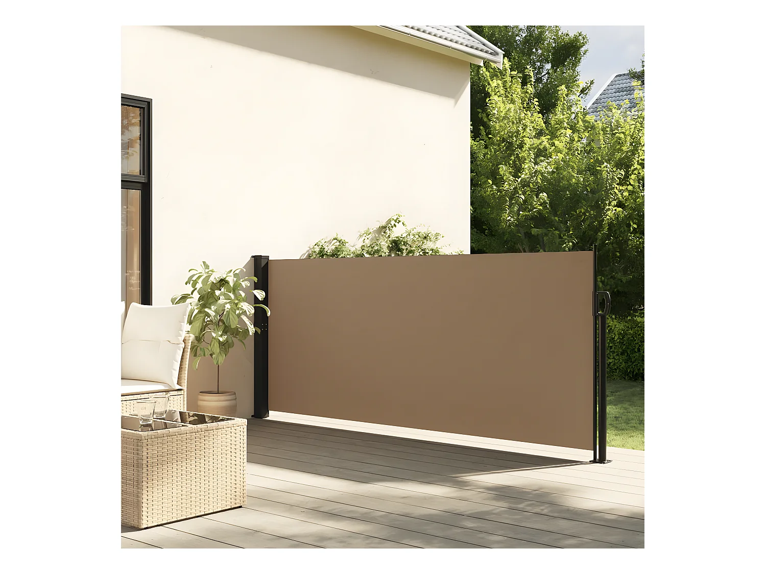 Auvent latéral rétractable taupe 140x500 cm