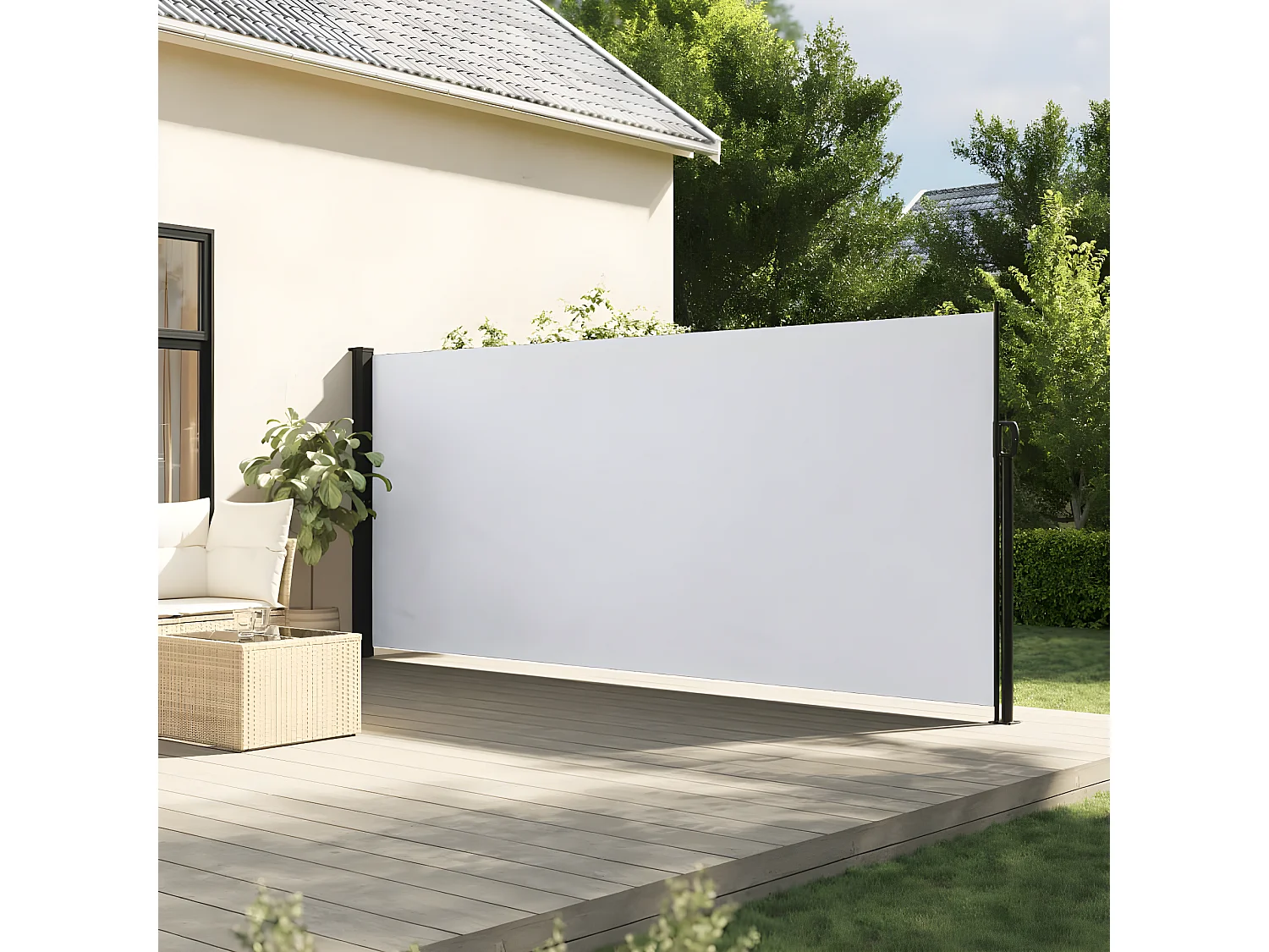 Auvent latéral rétractable blanc 160x500 cm