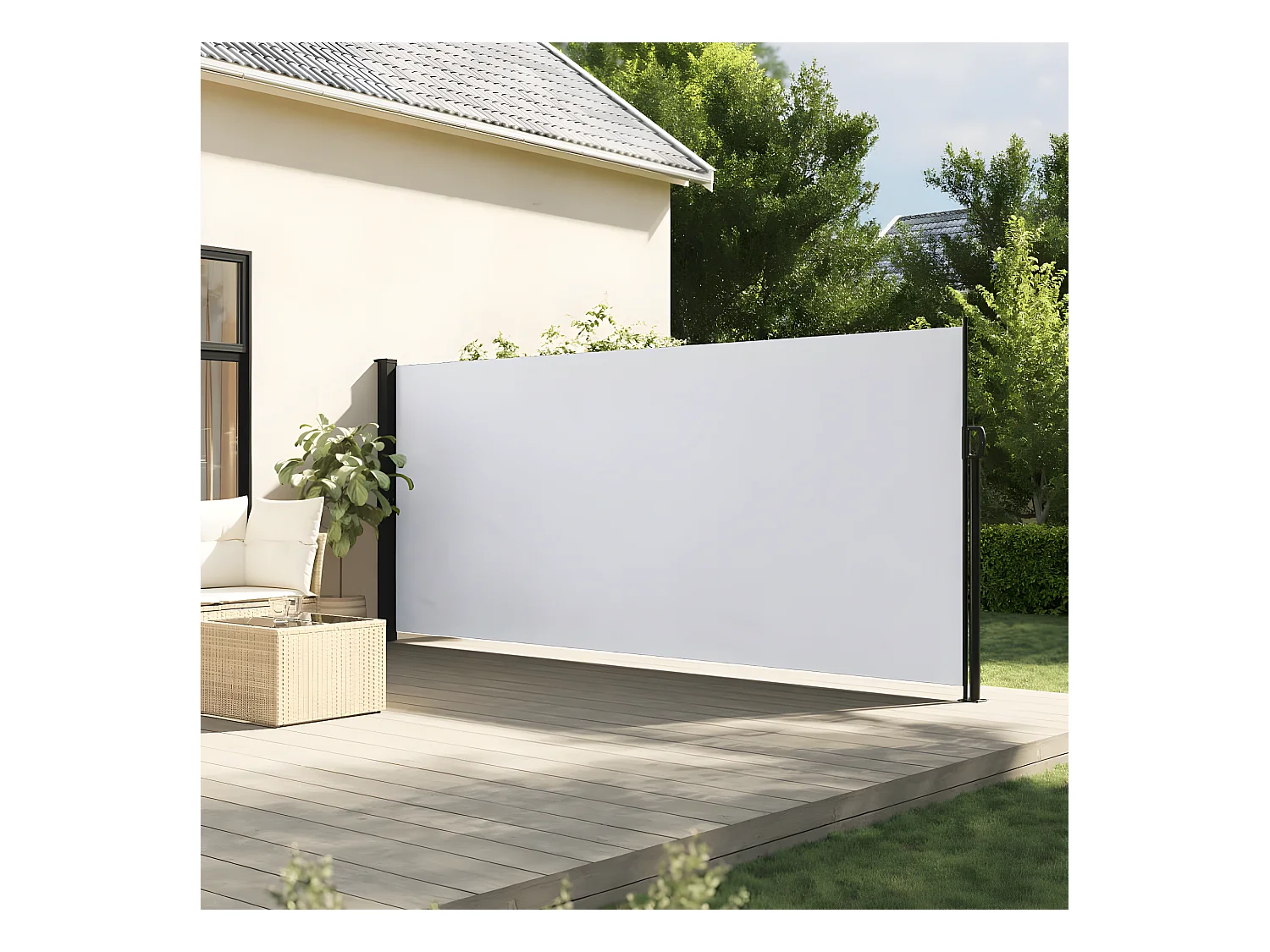 Auvent latéral rétractable blanc 160x500 cm
