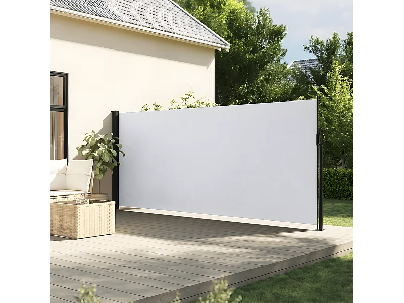 Auvent latéral rétractable blanc 160x500 cm