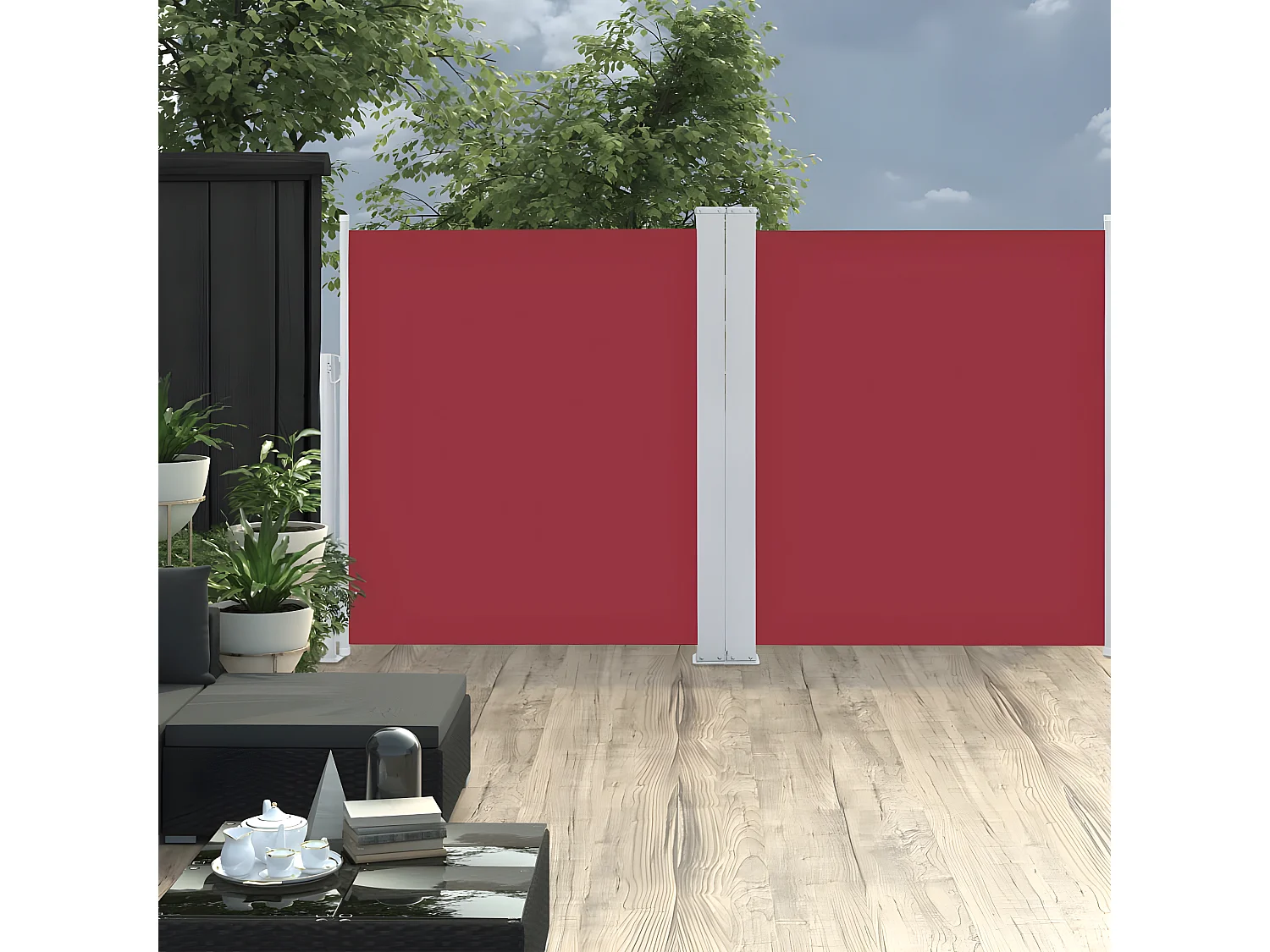 Auvent latéral rétractable Rouge 140x600 cm