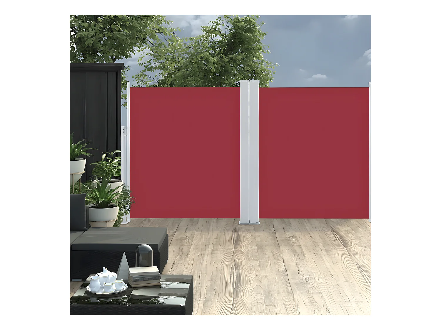 Auvent latéral rétractable Rouge 140x600 cm