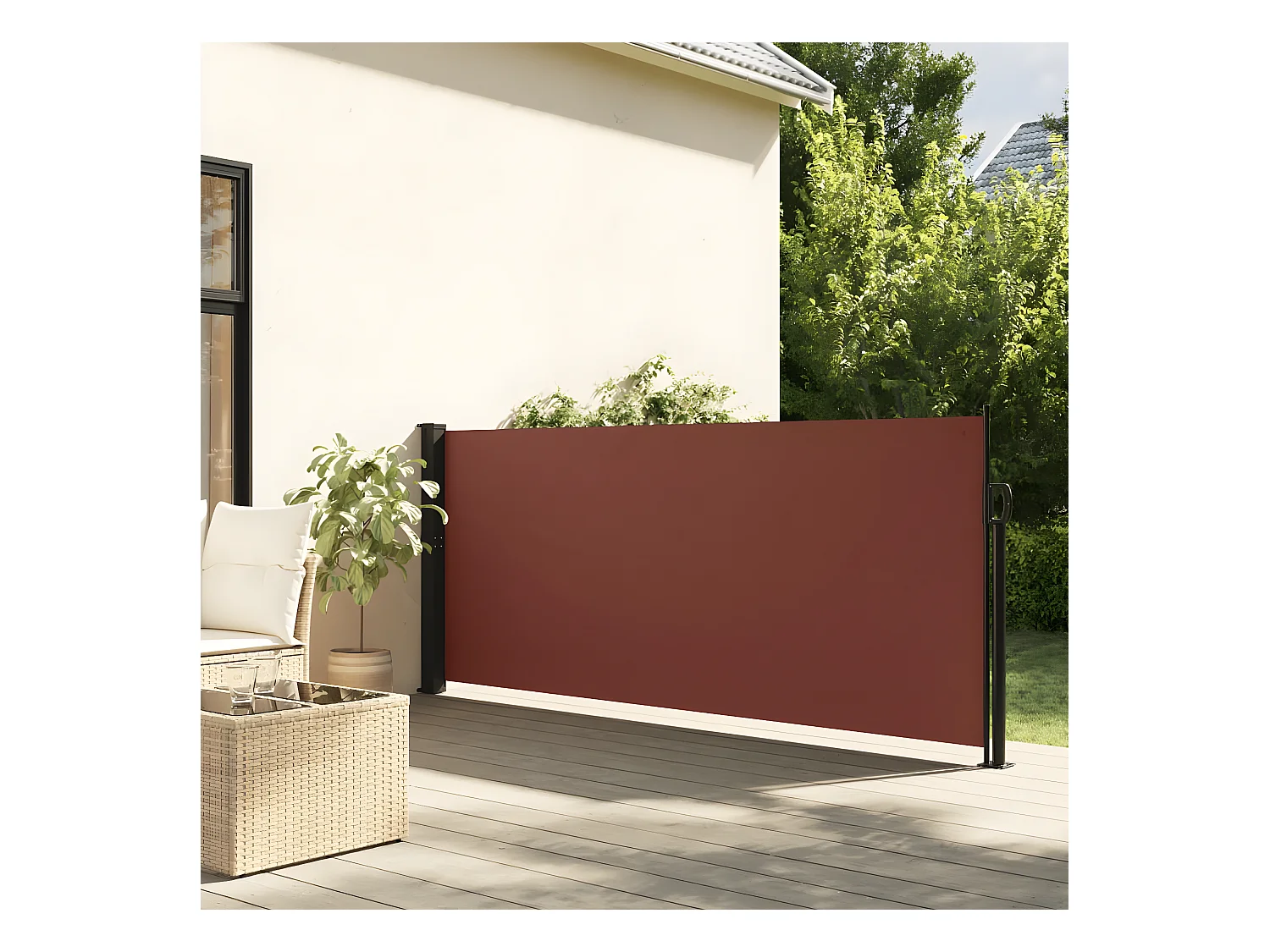 Auvent latéral rétractable marron 140x500 cm