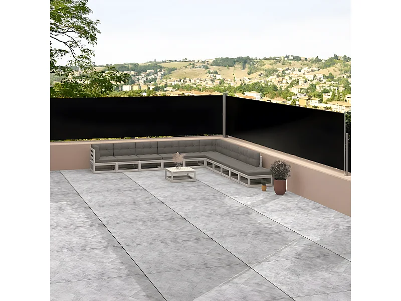 Toldo lateral retráctil negro 117x1200 cm