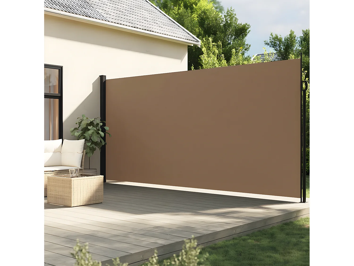 Toldo lateral retráctil gris taupe 200x500 cm