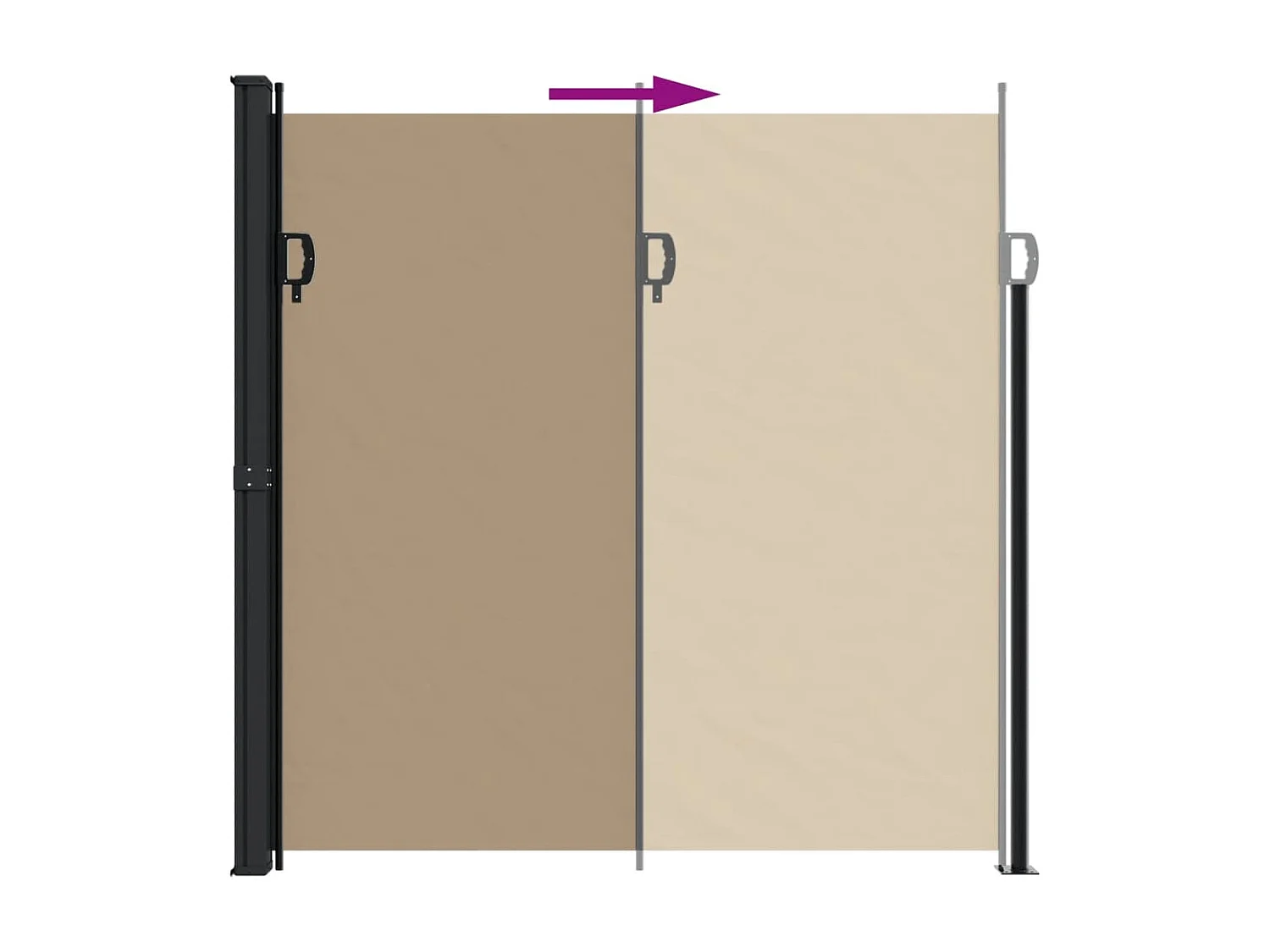 Toldo lateral retráctil gris taupe 200x500 cm