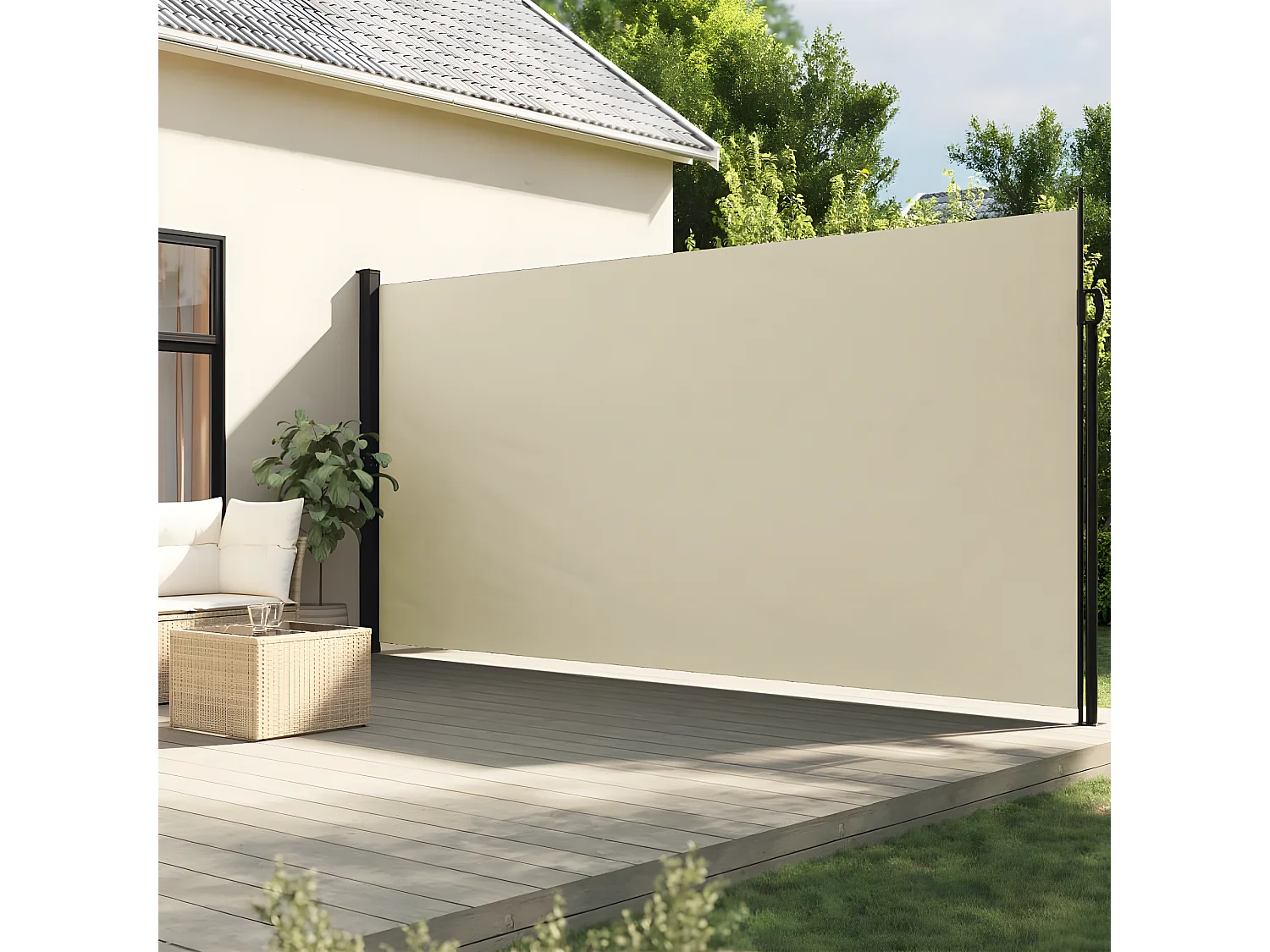 Toldo lateral retrátil 200x500 cm cor creme