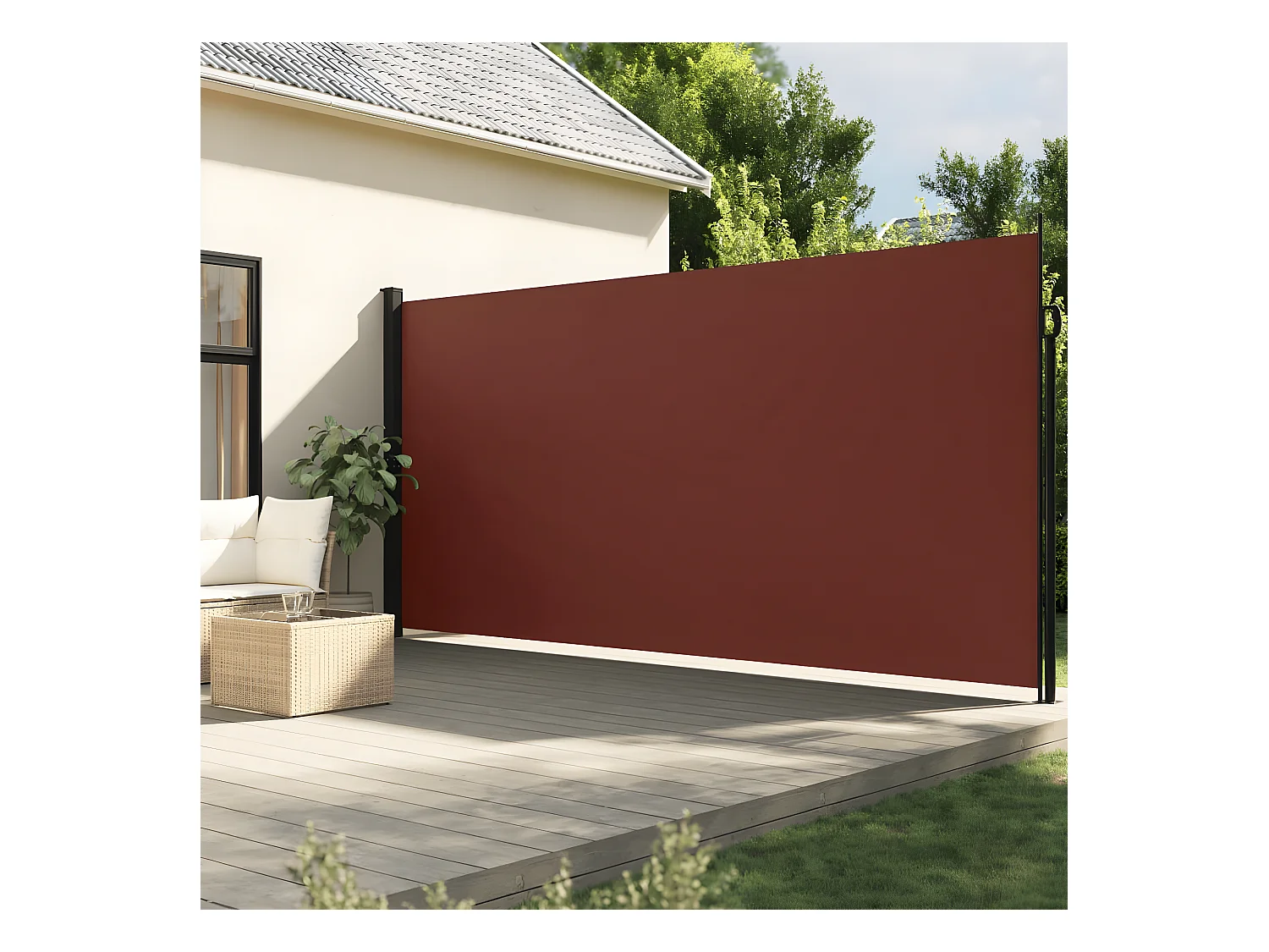 Auvent latéral rétractable marron 220x600 cm