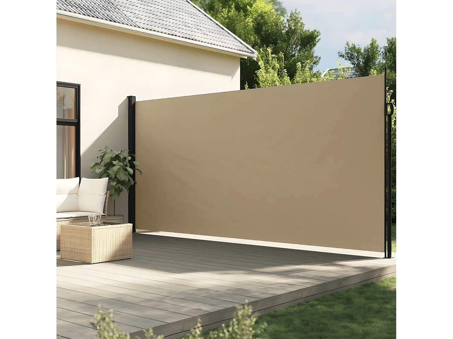 Toldo lateral retráctil beige 220x600 cm