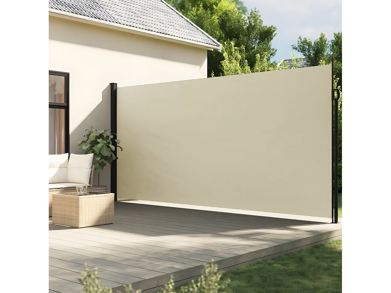 Auvent latéral rétractable crème 220x600 cm