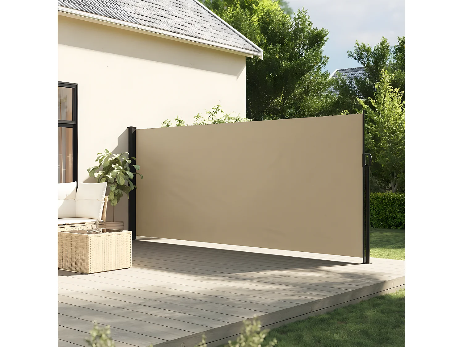 Toldo lateral retráctil beige 180x300 cm