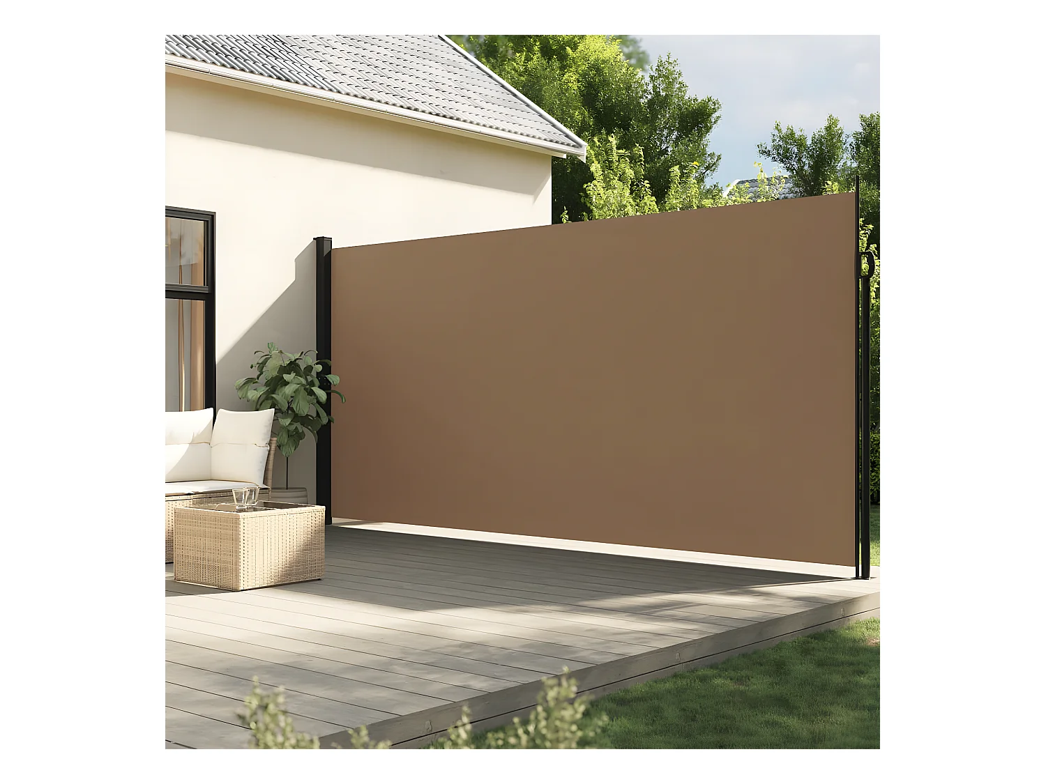 Auvent latéral rétractable taupe 220x600 cm