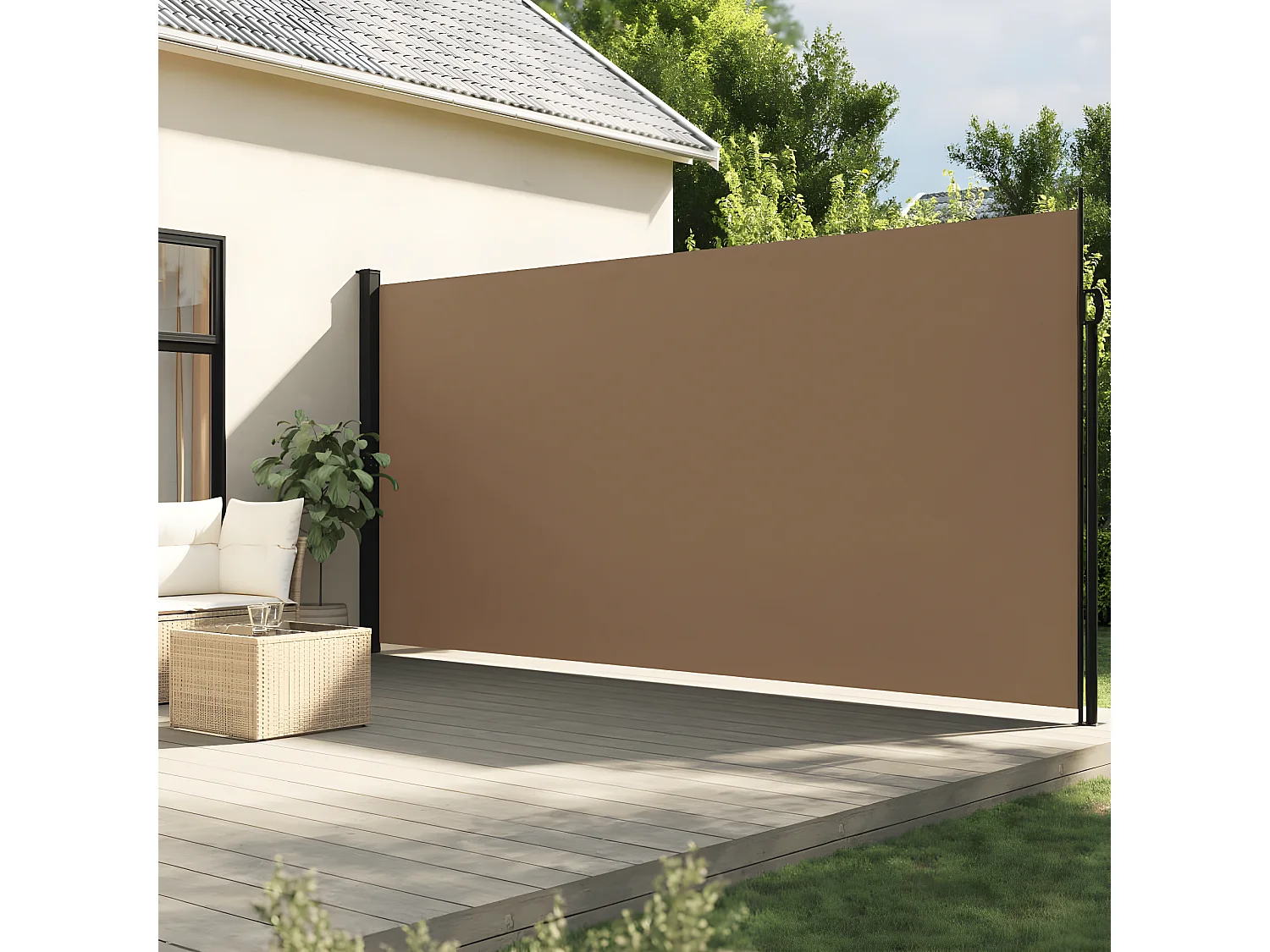 Toldo lateral retráctil gris taupe 220x600 cm