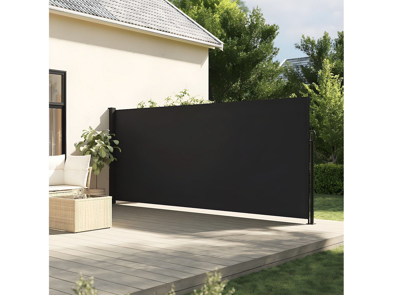 Toldo lateral retráctil de jardín negro 180x300 cm