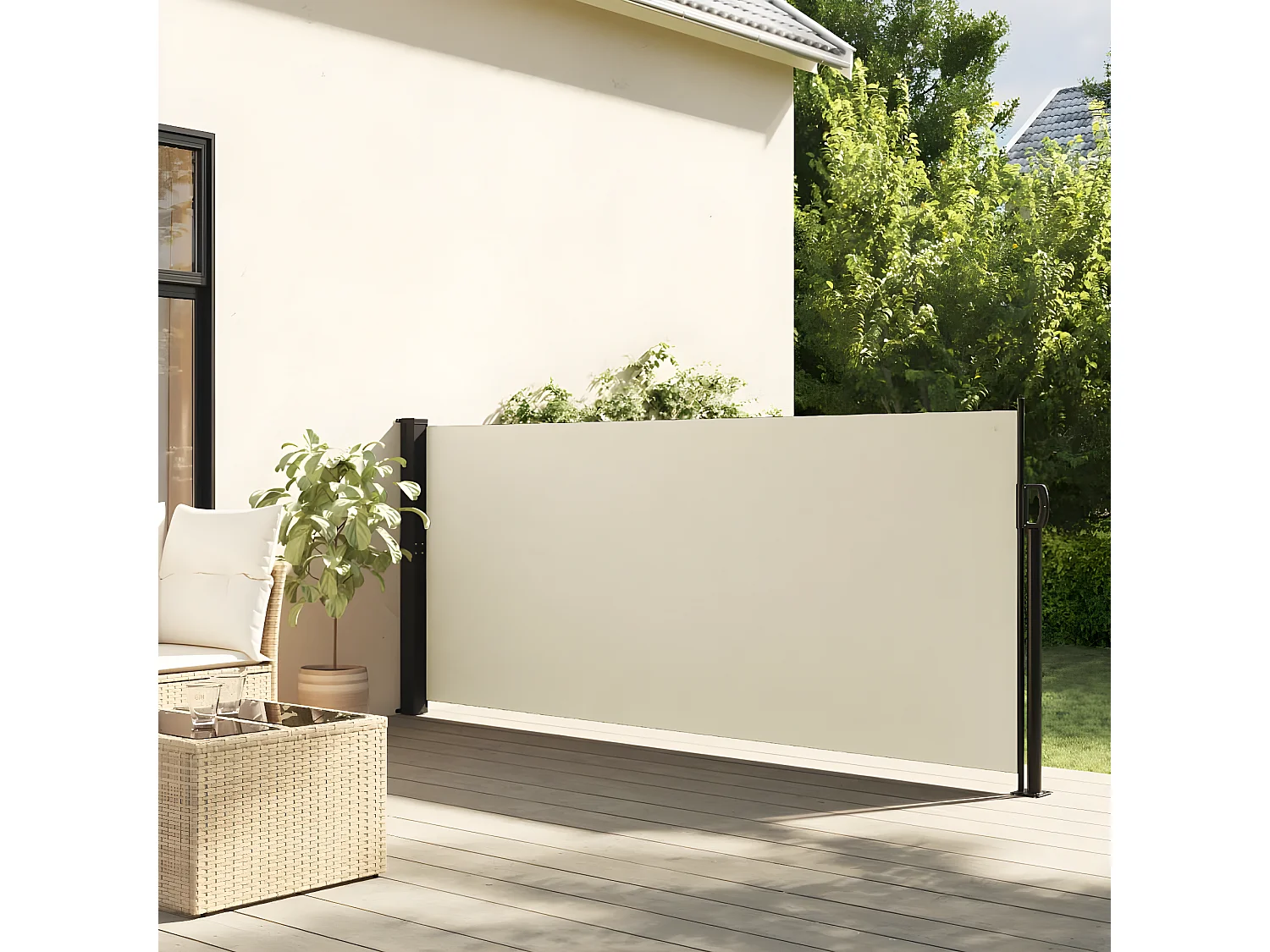 Auvent latéral rétractable crème 140x300 cm