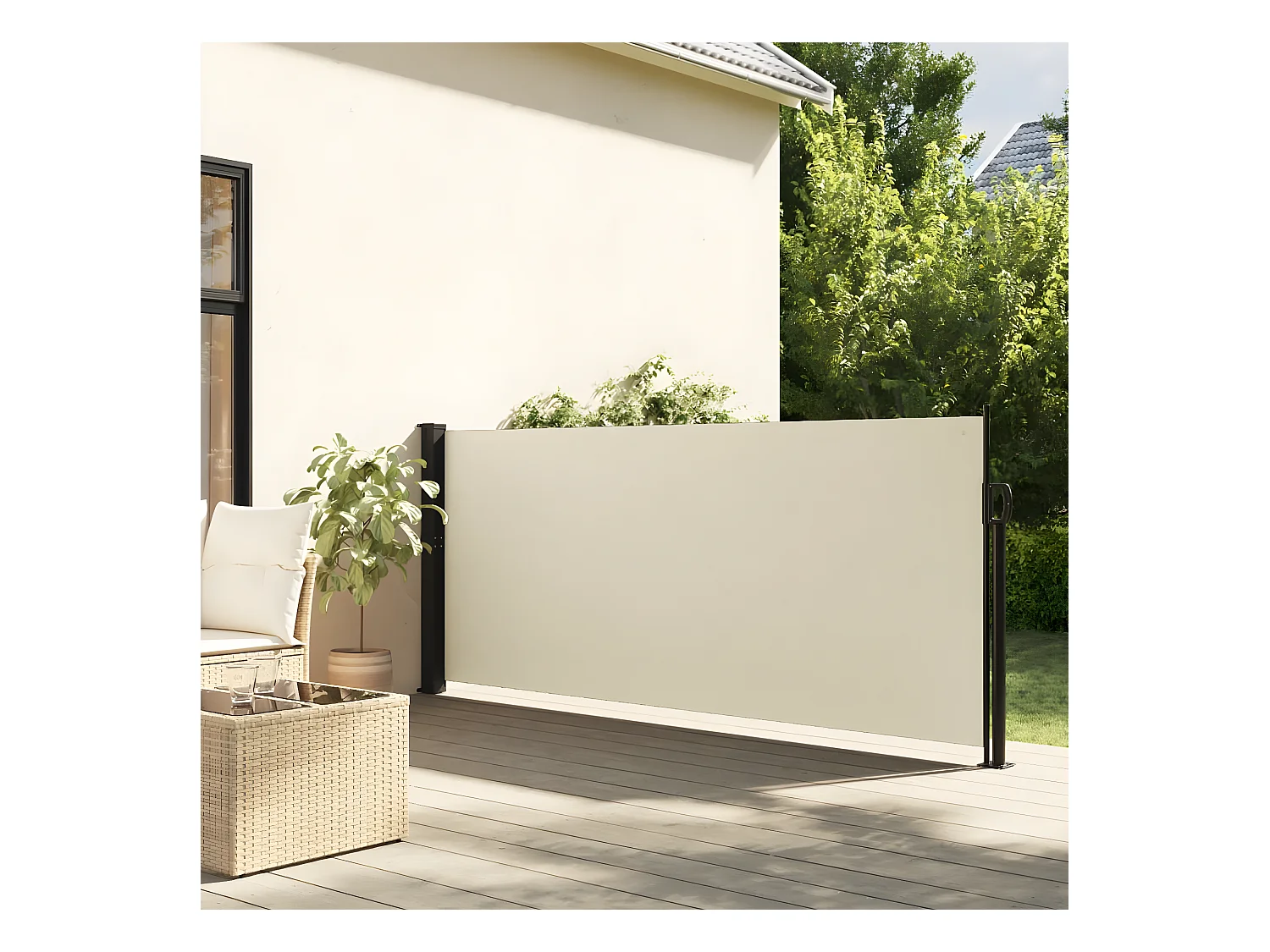Auvent latéral rétractable crème 140x300 cm