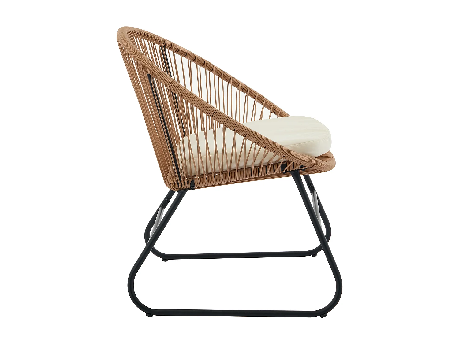 Garten Sitzgruppe aus Polyrattan: 2 Sessel & 1 Tisch - Holzfarben hell - PISALE von MYLIA