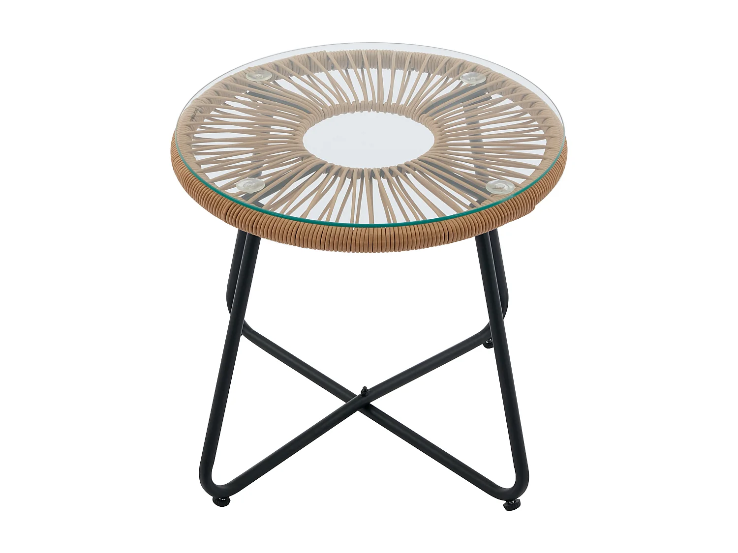 Garten Sitzgruppe aus Polyrattan: 2 Sessel & 1 Tisch - Holzfarben hell - PISALE von MYLIA