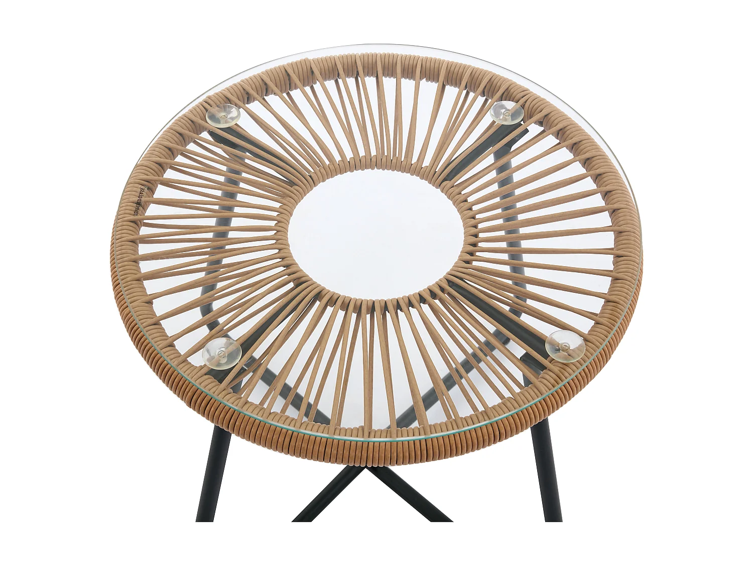 Garten Sitzgruppe aus Polyrattan: 2 Sessel & 1 Tisch - Holzfarben hell - PISALE von MYLIA