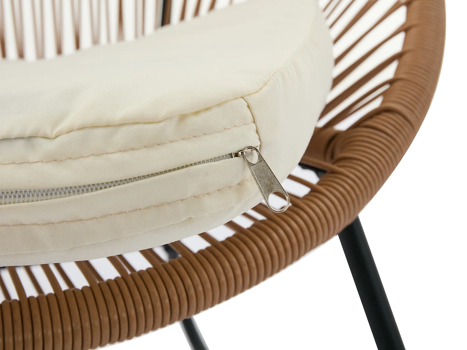 Garten Sitzgruppe aus Polyrattan: 2 Sessel & 1 Tisch - Holzfarben hell - PISALE von MYLIA